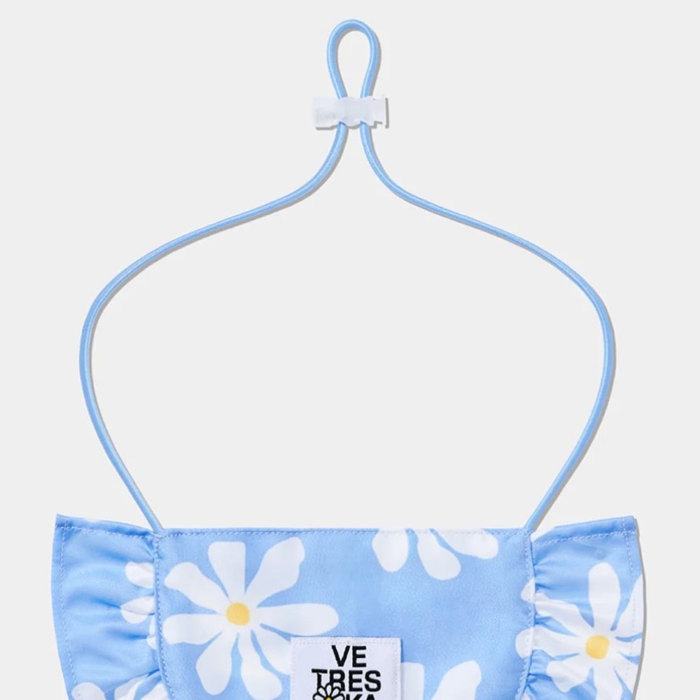 VETRESKA NYC DAISY PRINT BIB FOR DOGS OR CATS IN BLUE OS - Picture 4 of 5